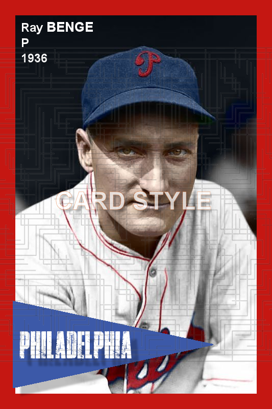 Ray Benge - 1936 Philadelphia Phillies - choose a size & style