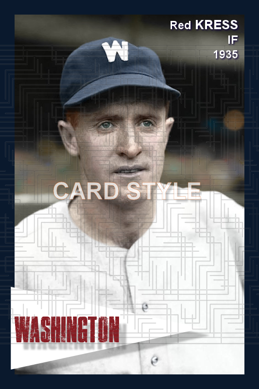 Red Kress - 1935 Washington Senators - choose a size & style