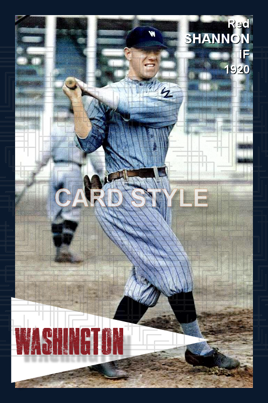 Red Shannon - 1920 Washington Senators - choose a size & style