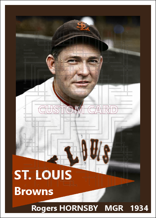 Rogers Hornsby - 1934 St. Louis Browns - choose a size & style