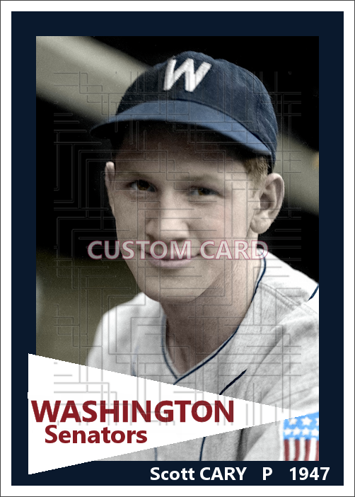 Scott Cary - 1947 Washington Senators - choose a size & style