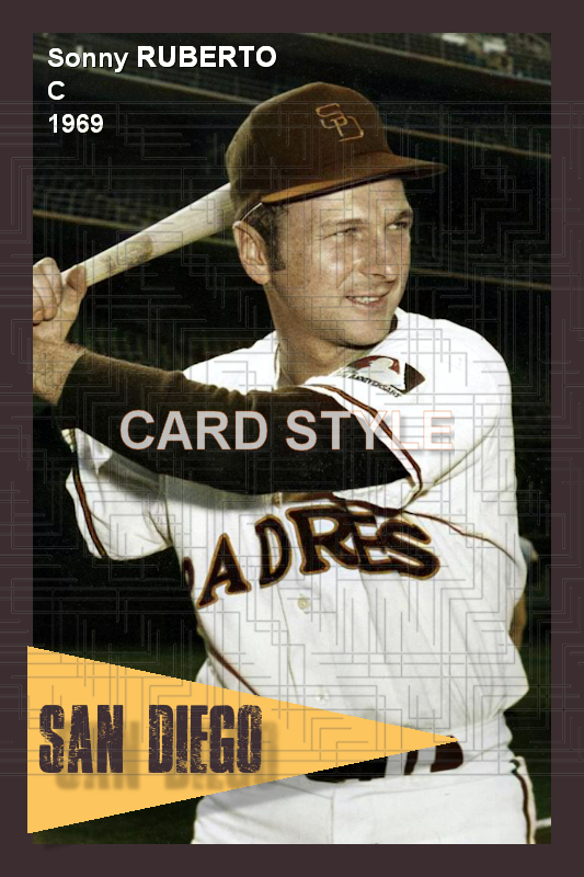 Sonny Ruberto - 1969 San Diego Padres - choose a size & style