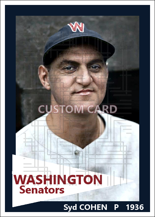 Syd Cohen - 1936 Washington Senators - choose a size & style