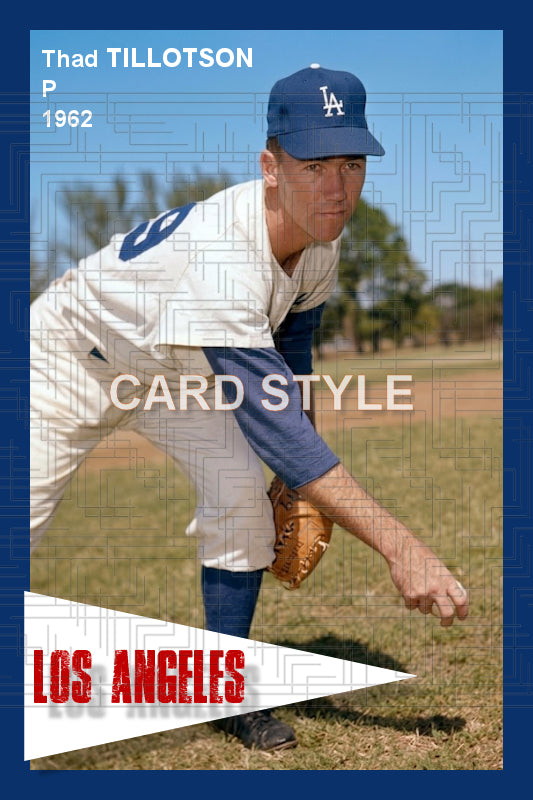 Thad Tillotson - 1962 Los Angeles Dodgers - choose a size & style