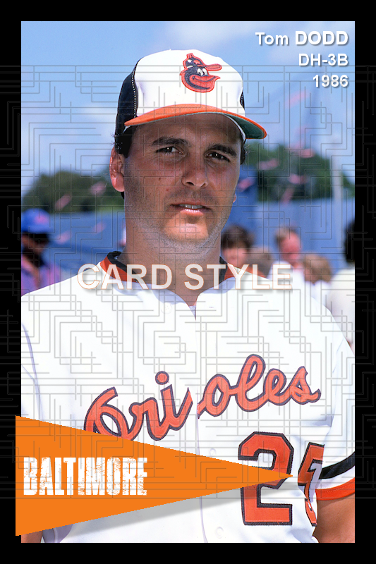 Tom Dodd - 1986 Baltimore Orioles - choose a size & style