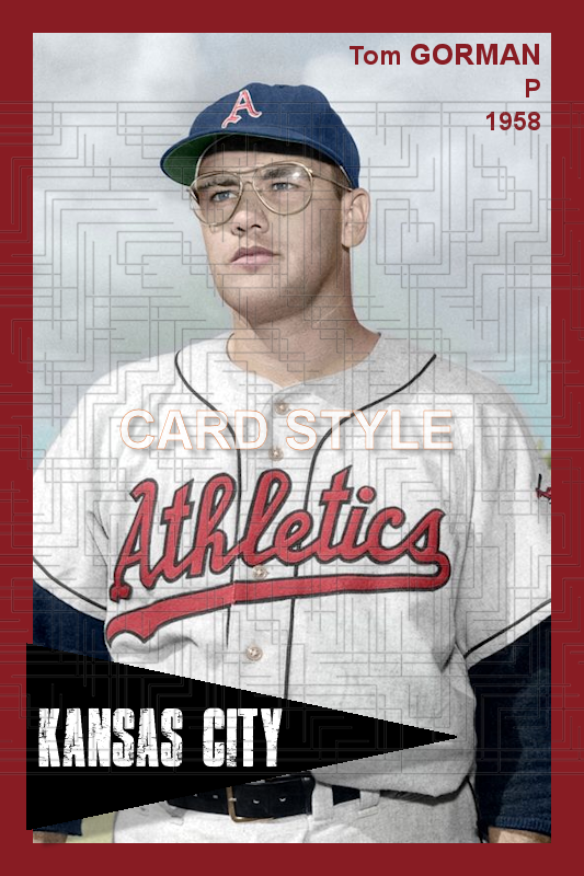 Tom Gorman - 1958 Kansas City Athletics - choose a size & style