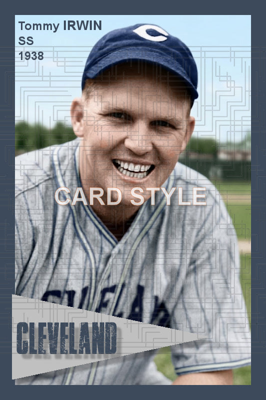 Tommy Irwin - 1938 Cleveland Indians - choose a size & style
