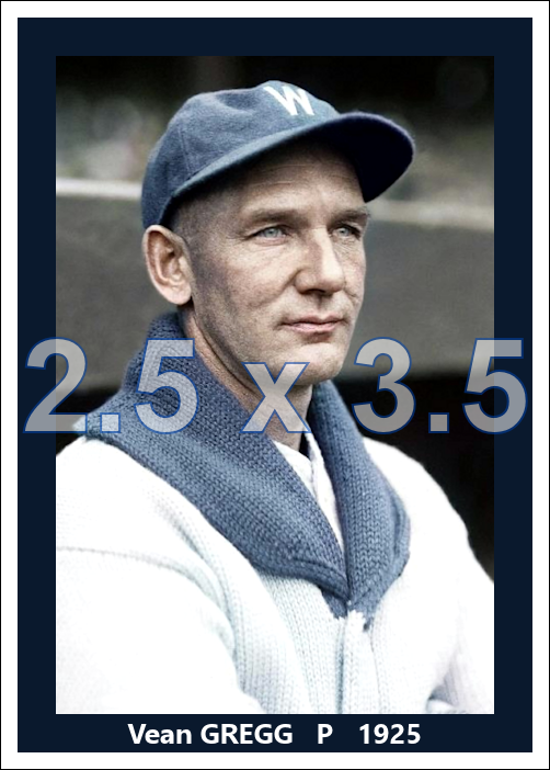 Vean Gregg - 1925 Washington Senators - choose a size & style