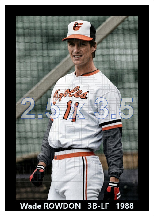 Wade Rowdon - 1988 Baltimore Orioles - choose a size & style