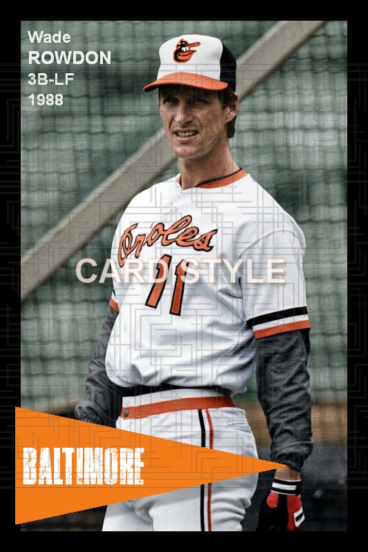 Wade Rowdon - 1988 Baltimore Orioles - choose a size & style