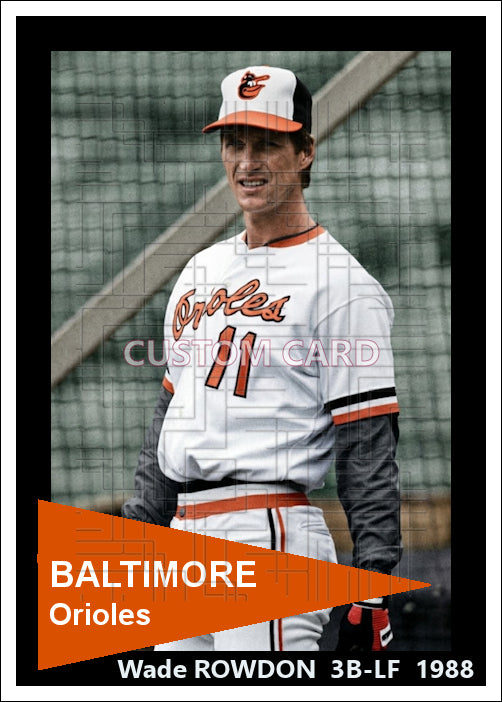 Wade Rowdon - 1988 Baltimore Orioles - choose a size & style