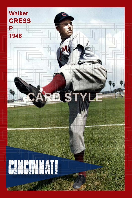 Walker Cress - 1948 Cincinnati Reds - choose a size & style