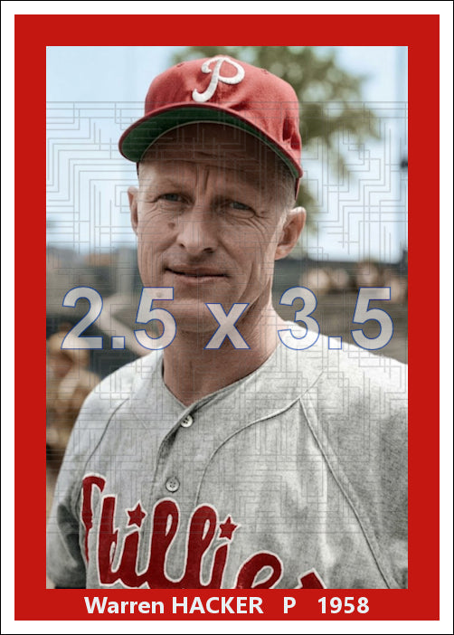 Warren Hacker - 1958 Philadelphia Phillies - choose a size & style