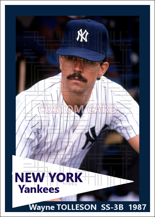 Wayne Tolleson - 1987 New York Yankees - choose a size & style