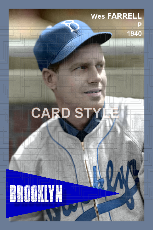 Wes Ferrell - 1940 Brooklyn Dodgers - choose a size & style